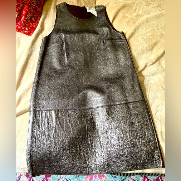 Gunmetal and Chocolate soft lamb leather tank dress by Philip Lim - NWT, size 0 - Picture 6 of 11
